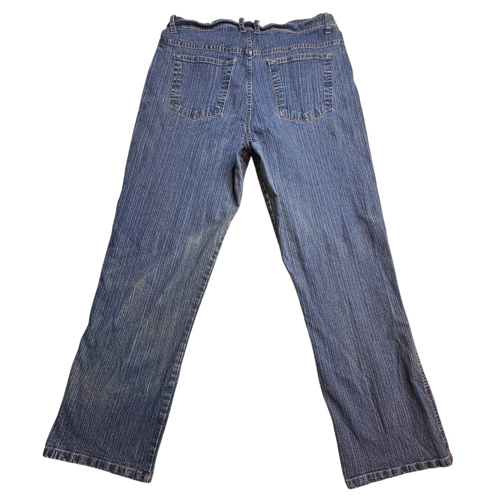 LA Blues Stretch Straight Leg Jeans Womens 14 Textured Blue Denim High‎ Rise